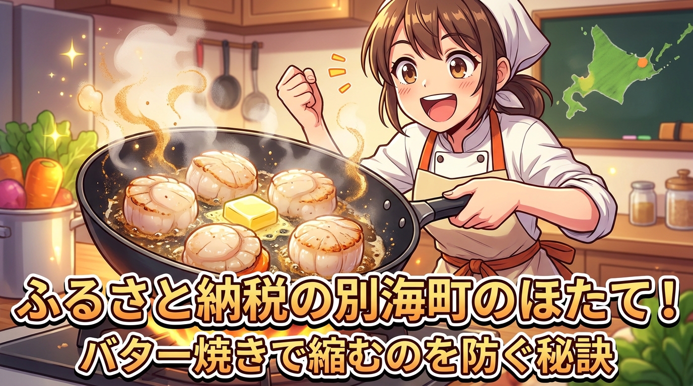 ふるさと納税の別海町のほたて！バター焼きで縮むのを防ぐ秘訣